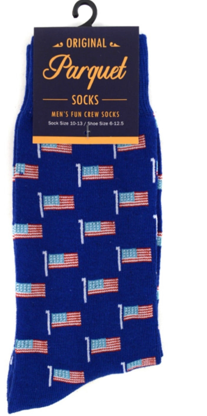 PARQUET BRAND MEN’S AMERICAN FLAG SOCKS PATRIOTIC - Novelty Socks And Slippers