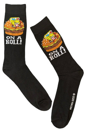 SPONGEBOB SQUAREPANTS Men's KRABBY PATTY SOCKS ‘ON A ROLL’