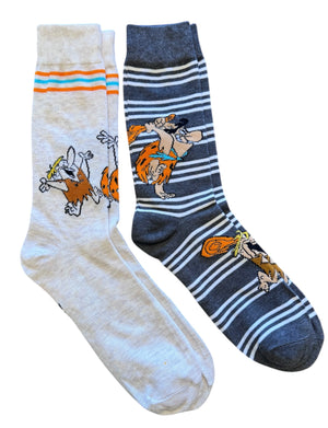 THE FLINTSTONES Men’s 2 Pair Of FRED & BARNEY Socks - Novelty Socks And Slippers