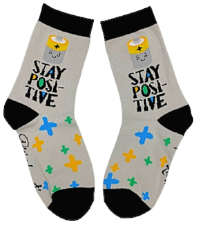 ONE HIT WONDERS Brand Kids STAY POSITIVE Socks Age 8-12 By PIERO LIVENTI