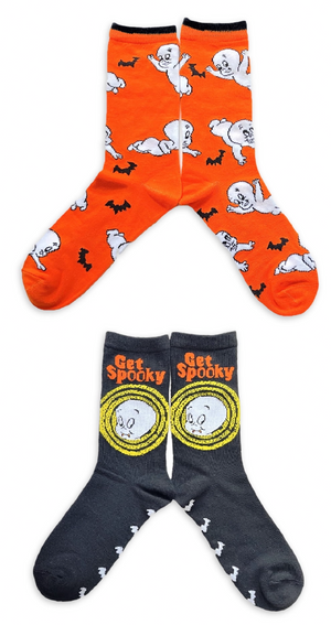 CASPER THE FRIENDLY GHOST Ladies 2 Pair Of HALLOWEEN Socks ‘LET’S BOO-GIE’ - Novelty Socks And Slippers