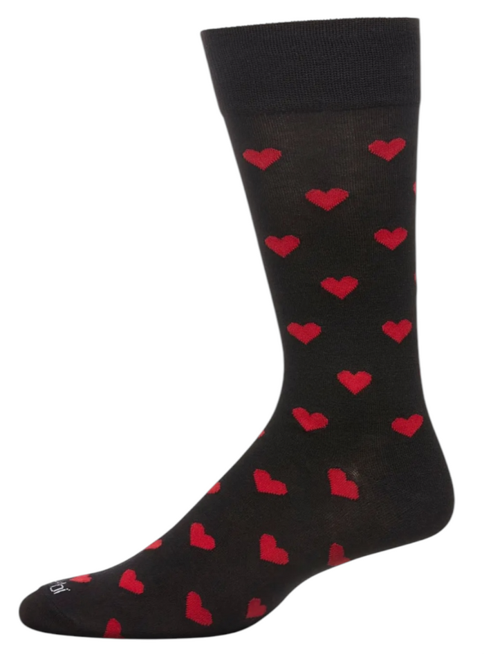 Memoi Brand Men’s VALENTINES DAY Socks Red Hearts All Over