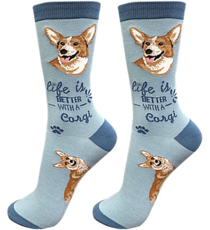 WELSH CORGI Dog Unisex Socks By E&S Pets CHOOSE SOCK DADDY, HAPPY TAILS, LIFE IS BETTE - Novelty Socks for Less