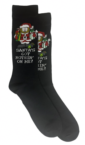 GARFIELD & ODIE Men’s CHRISTMAS Socks 'SANTA'S GOT NOTHIN' ON ME!' - Novelty Socks And Slippers
