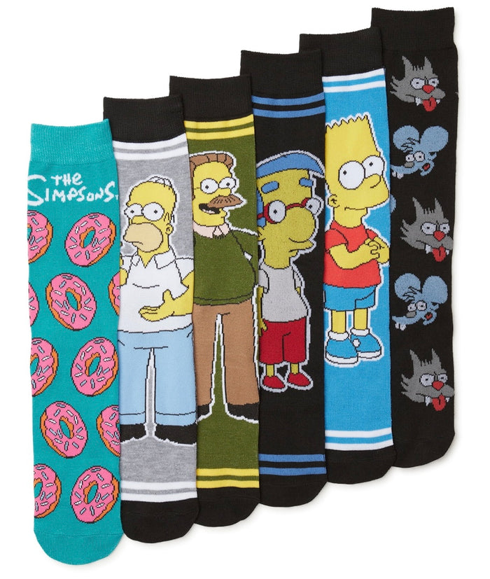 THE SIMPSONS Men’s 6 Pair Of Socks Gift Set FLANDERS, ITCHY & SCRATCHY