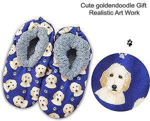 COMFIES BRAND Ladies GOLDENDOODLE DOG Non-Skid Slippers - Novelty Socks for Less