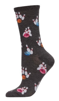 BOWLING Ladies Socks MeMoi Brand BOWLING BALLS & PINS - Novelty Socks And Slippers