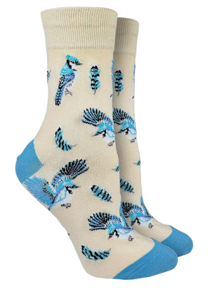 GOOD LUCK SOCK Brand Ladies BLUE JAY BIRD Socks - Novelty Socks And Slippers