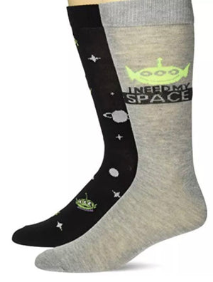 DISNEY TOY STORY Men’s 2 Pair Of ALIENS Socks ‘I NEED MY SPACE’