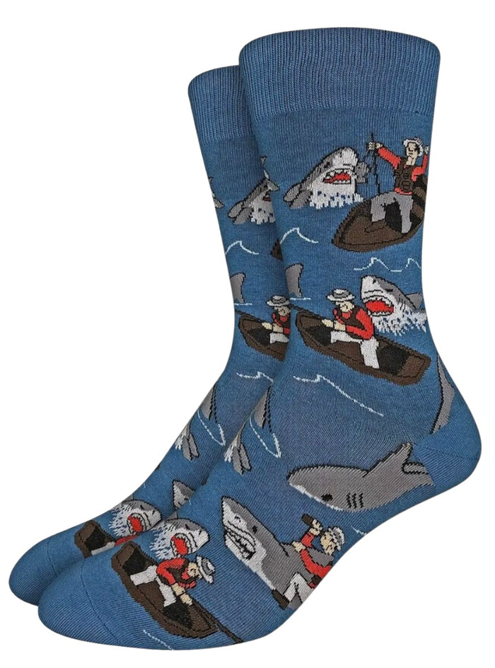 GOOD LUCK SOCK Brand Men’s SHARKS & FISHERMEN Socks