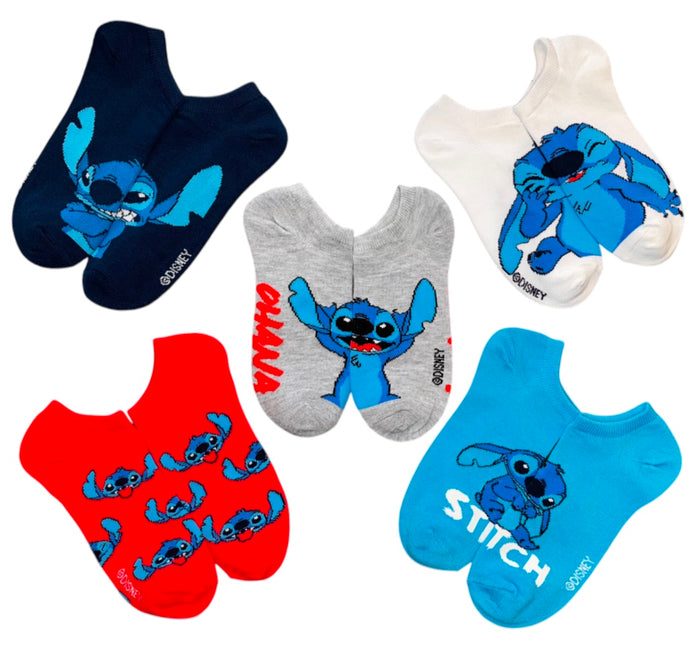 DISNEY LILO & STITCH Ladies 5 Pair Of No Show Socks ‘OHANA’