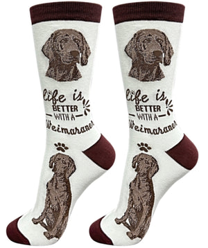 WEIMARANER Dog Unisex Socks By E&S Pets CHOOSE SOCK DADDY, HAPPY TAILS, LIFE IS BETTER - Novelty Socks for Less