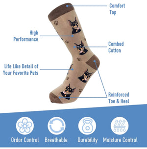 DOBERMAN Dog Unisex Socks By E&S Pets CHOOSE SOCK DADDY, HAPPY TAILS, LIFE IS BETTER - Novelty Socks for Less