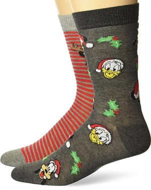 DISNEY MEN’S CHRISTMAS 2 PAIR OF SOCKS MICKEY, GOOFY & DONALD - Novelty Socks for Less