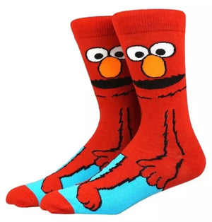 SESAME STREET Men’s ELMO 360 Crew Socks BIOWORLD Brand