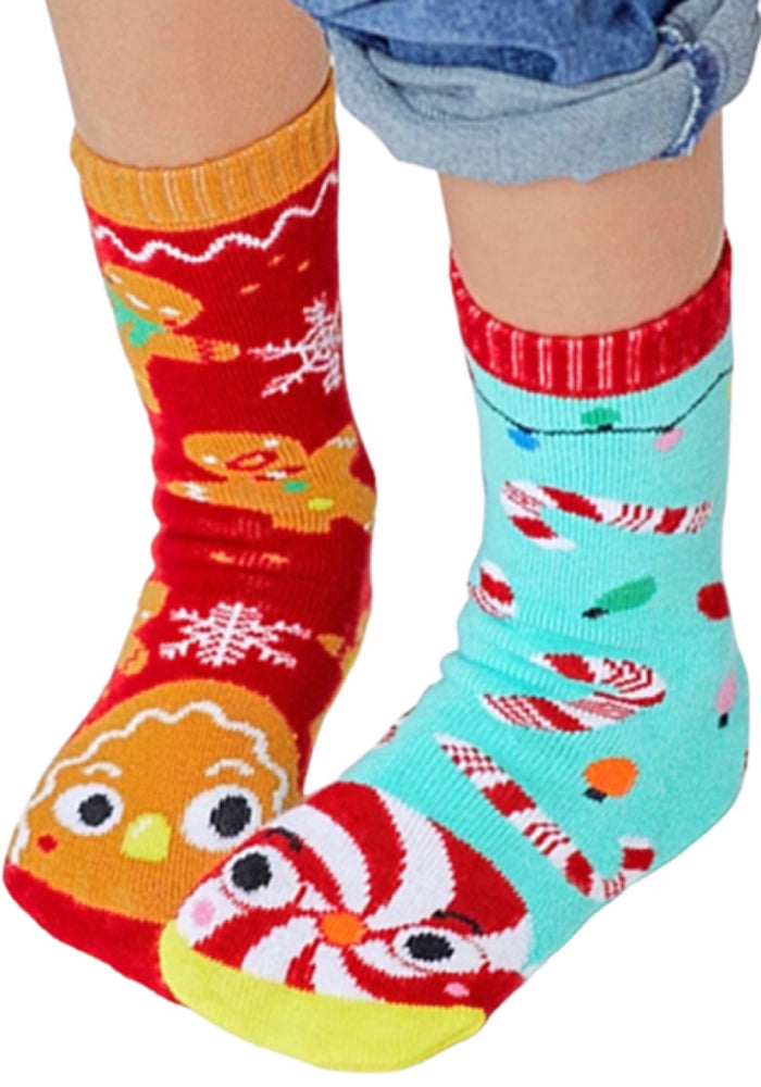 PALS SOCKS Brand Unisex CHRISTMAS Mismatched Gripper Bottom Socks (CHOOSE SIZE)