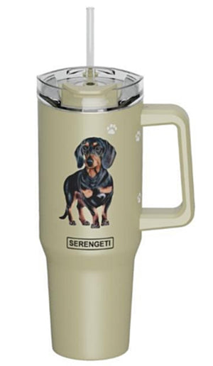 BLACK DACHSHUND DOG SERENGETI 40 Oz. Stainless Steel Ultimate Hot & Cold Tumbler, By E&S PETS - Novelty Socks for Less
