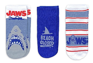 JAWS THE MOVIE Ladies 3 Pair Of No Show Socks ‘BEACH CLOSED’ - Novelty Socks for Less