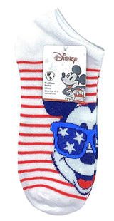 DISNEY Ladies PATRIOTIC 3 Pair Of MICKEY & DONALD No Show Socks - Novelty Socks for Less