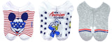 DISNEY Ladies PATRIOTIC 3 Pair Of MICKEY & DONALD No Show Socks - Novelty Socks for Less
