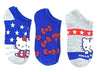 SANRIO HELLO KITTY Ladies 3 Pair Of PATRIOTIC No Show Socks - Novelty Socks for Less