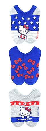 SANRIO HELLO KITTY Ladies 3 Pair Of PATRIOTIC No Show Socks - Novelty Socks for Less