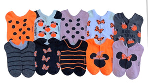 DISNEY Ladies HALLOWEEN 10 Pair Of MINNIE MOUSE Low Show Socks - Novelty Socks for Less