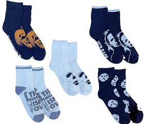 HALLOWEEN II Ladies 5 Pair Of Socks ‘HE’S BACK’ - Novelty Socks for Less
