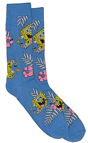 SPONGEBOB SQUAREPANTS Men’s Socks With FLOWERS - Novelty Socks for Less