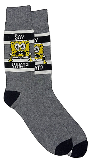 SPONGEBOB SQUAREPANTS Men’s Socks Says ‘SAY WHAT?’ - Novelty Socks for Less