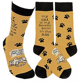 PRIMITIVES BY KATHY Unisex Socks ‘MY CAT IS MY FAVORITE PAIN IN THE ASS’ - Novelty Socks for Less