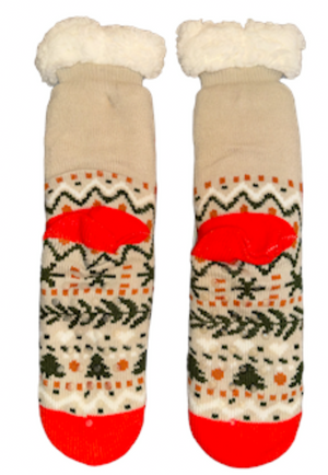 SLOTH Ladies Sherpa Lined Gripper Bottom Slipper Socks - Novelty Socks And Slippers