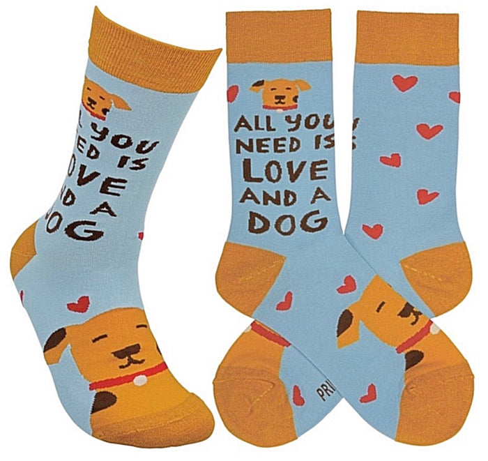 PRIMITIVES BY KATHY Unisex ‘ALL YOU NEED IS LOVE & A DOG’ Socks