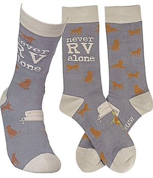 Primitives by Kathy Unisex With DOGS ‘NEVER RV ALONE’ Socks - Novelty Socks for Less