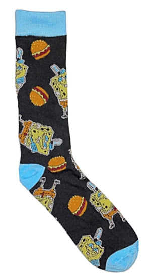 SPONGEBOB SQUAREPANTS Men’s Socks With KRABBY PATTIES & SPATULA - Novelty Socks for Less