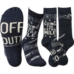 PRIMITIVES BY KATHY Unisex 'GOING THE EXTRA MILE' Socks EMT, FIREFIGHTER, POLICE