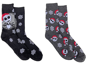DISNEY THE NIGHTMARE BEFORE CHRISTMAS Men’s 2 Pair Of SANTA JACK Socks - Novelty Socks for Less