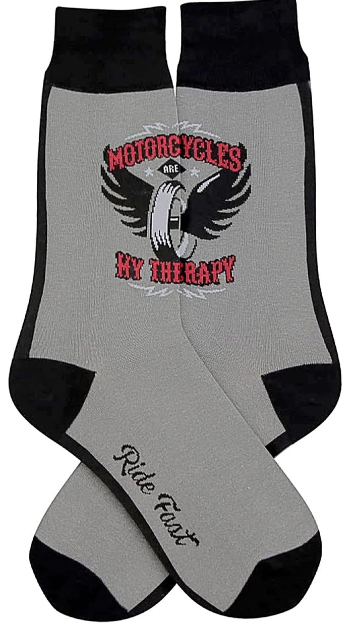 FOOT TRAFFIC Brand Men’s MOTORCYCLES ARE MY THERAPY Socks
