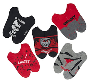 CHUCKY THE MOVIE Ladies 5 Pair Of HALLOWEEN No Show Socks ‘I’M YOUR FRIEND TO THE END’ - Novelty Socks for Less
