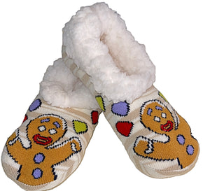 SHREK Ladies GINGERBREAD MAN CHRISTMAS Sherpa Lined Gripper Bottom Slippers - Novelty Socks for Less