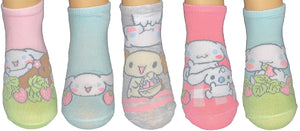 SANRIO CINNAMOROLL Ladies 5 Pair Of No Show Socks CHIBIMARU - Novelty Socks for Less