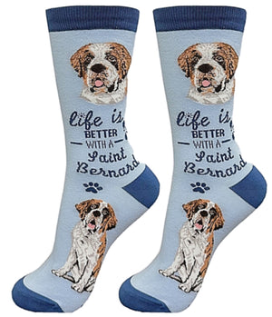 SAINT BERNARD Dog Unisex Socks By E&S Pets CHOOSE SOCK DADDY, LIFE IS BETTER - Novelty Socks for Less