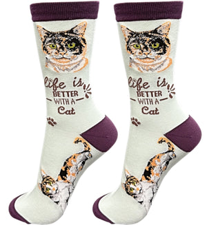 CALICO Cat Unisex Socks By E&S Pets CHOOSE SOCK DADDY, LIFE IS BETTER - Novelty Socks for Less