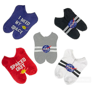 NASA Ladies 5 Pair Of No Show Socks ‘I NEED MY SPACE’ ‘SPACED OUT’ - Novelty Socks for Less