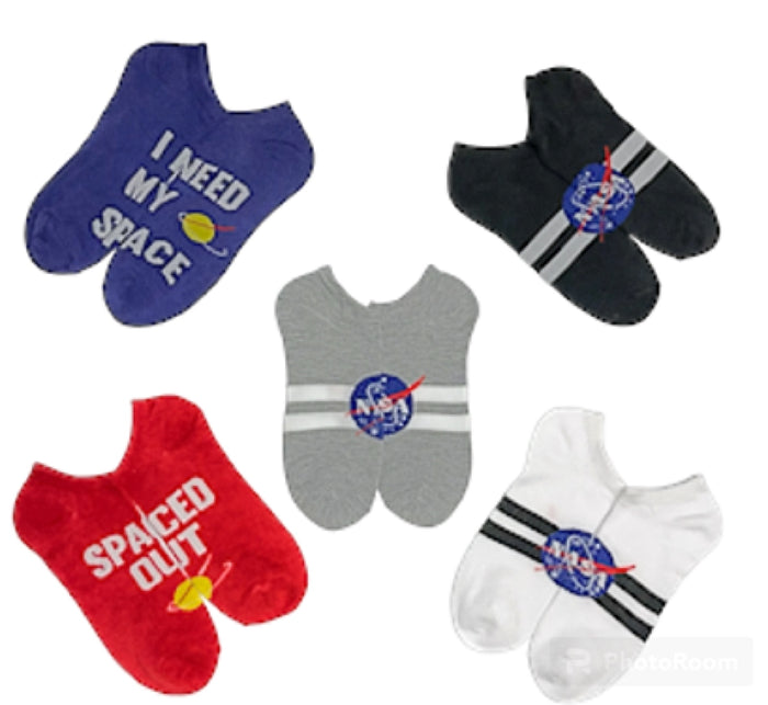 NASA Ladies 5 Pair Of No Show Socks ‘I NEED MY SPACE’ ‘SPACED OUT’