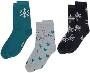 DISNEY Ladies Holiday 3 Pair Of Socks ‘WINTER WISHES’ - Novelty Socks for Less