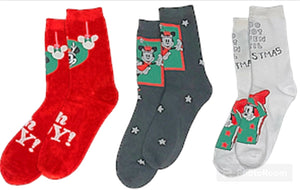 DISNEY Ladies CHRISTMAS 3 Pair Of Socks ‘DO NOT OPEN TIL CHRISTMAS’ - Novelty Socks for Less