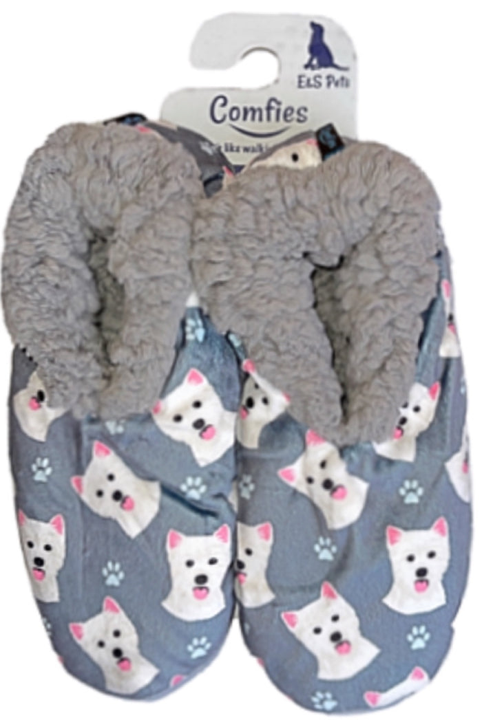 COMFIES BRAND Ladies WESTIE DOG NON-SKID SLIPPERS