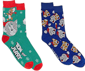 TOM & JERRY Men’s CHRISTMAS 2 Pair Of Socks - Novelty Socks for Less