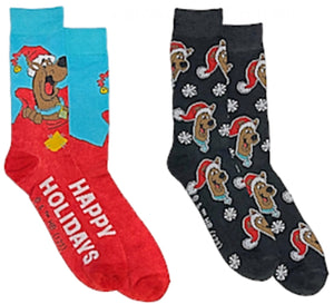 SCOOBY-DOO Men’s CHRISTMAS 2 Pair Of Socks ‘HAPPY HOLIDAYS’ - Novelty Socks for Less